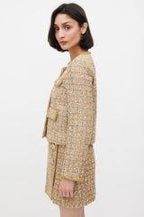 Self-Portrait Gold & Mulitcolour Tinsel Boucle Dress & Jacket Set