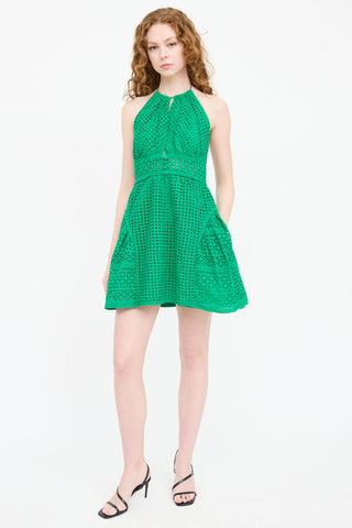 Self-Portrait Eyelet Halter Mini Dress