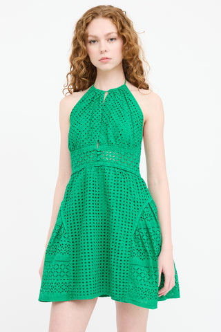 Self-Portrait Eyelet Halter Mini Dress