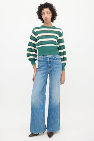 Self-Portrait Greey & Multicolour Striped Cut Out Sweater