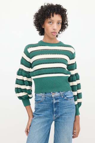 Self-Portrait Greey & Multicolour Striped Cut Out Sweater