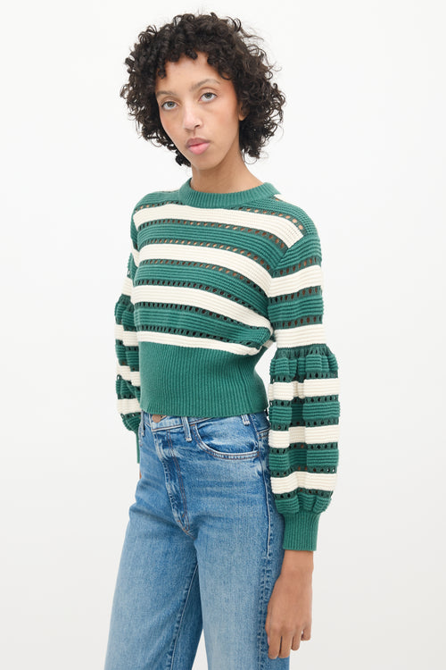 Self-Portrait Greey & Multicolour Striped Cut Out Sweater