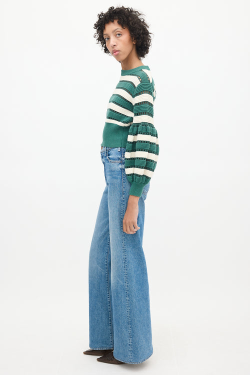 Self-Portrait Greey & Multicolour Striped Cut Out Sweater