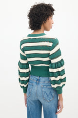 Self-Portrait Greey & Multicolour Striped Cut Out Sweater