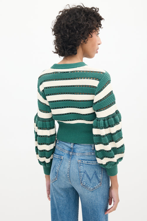 Self-Portrait Greey & Multicolour Striped Cut Out Sweater