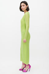 Self-Portrait Green Rhinestone Embellished Hot Fix Midi Dress