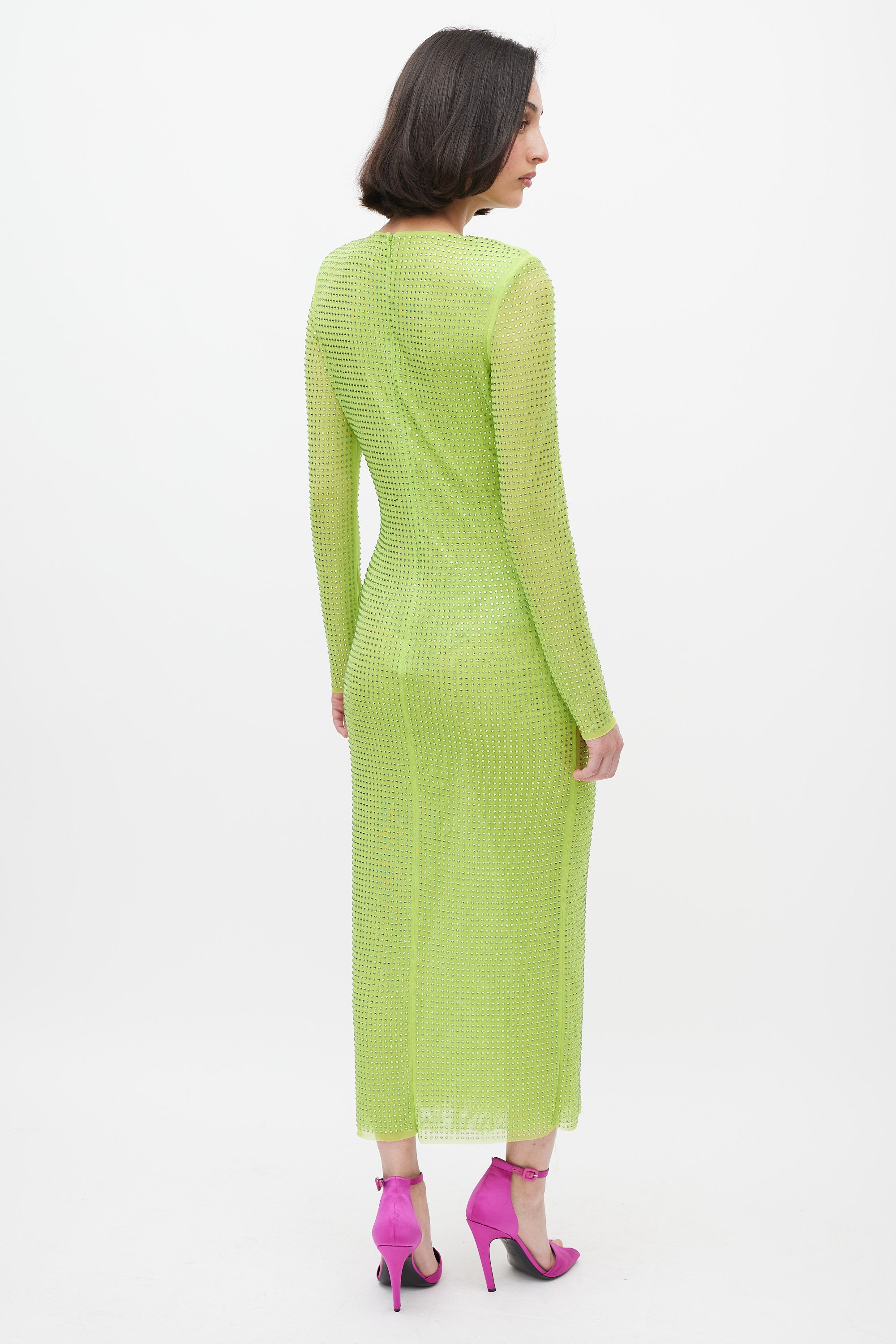 Self-Portrait // Green Rhinestone Embellished Hot Fix Midi Dress VSP Consignment Self-Portrait // Green Rhinestone Embellished Hot Fix Midi Dress VSP Consignment