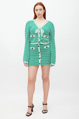 Self-Portrait Green & White Striped Knit Co-Ord Set