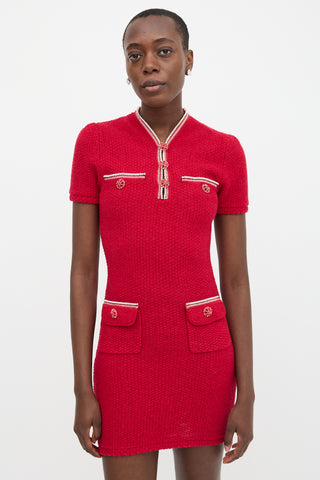 Self-Portrait Knit Diamante Mini Dress