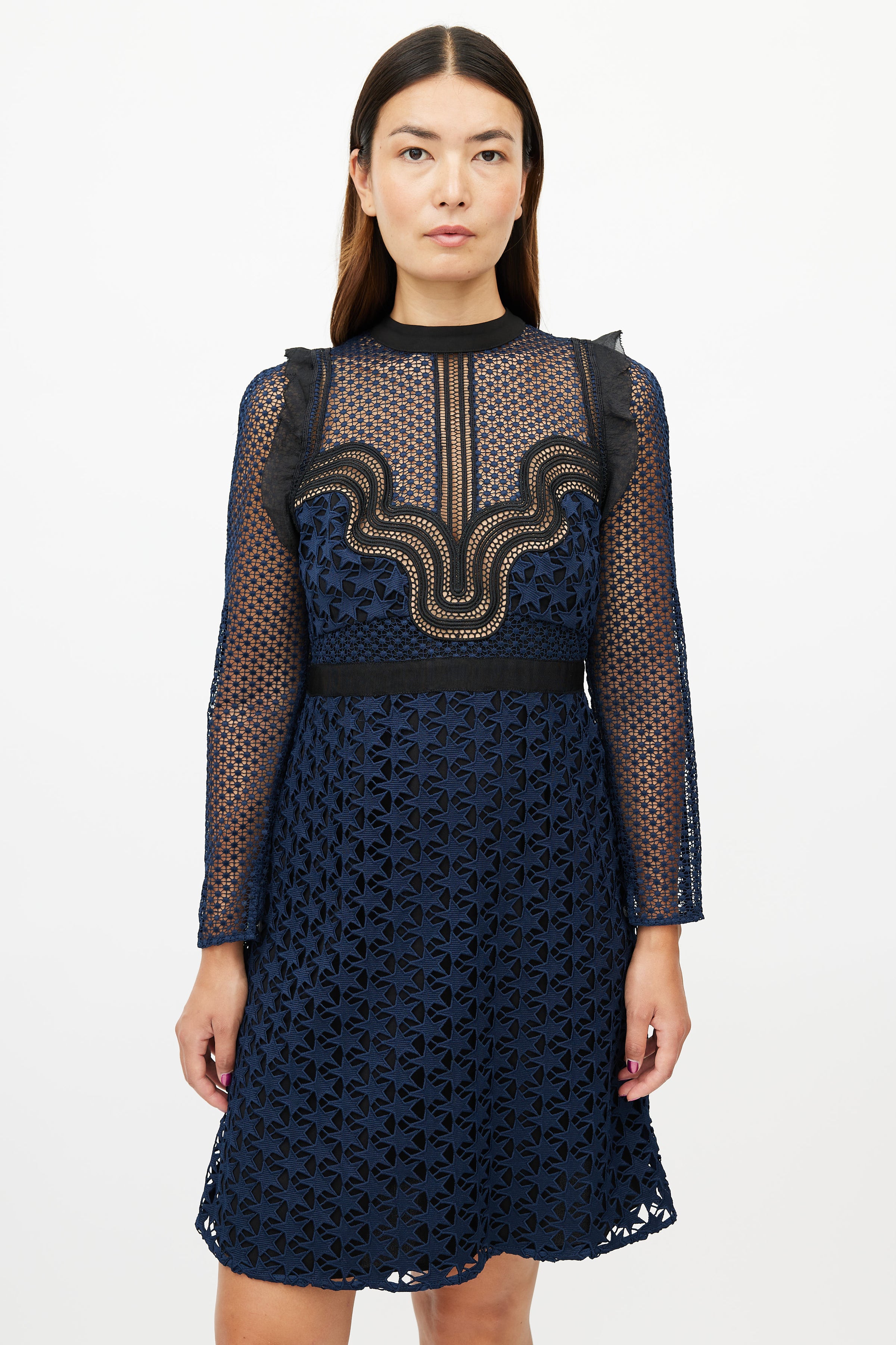 Self-Portrait // Navy Star Lace Dress VSP Consignment Self-Portrait // Navy Star Lace Dress VSP Consignment