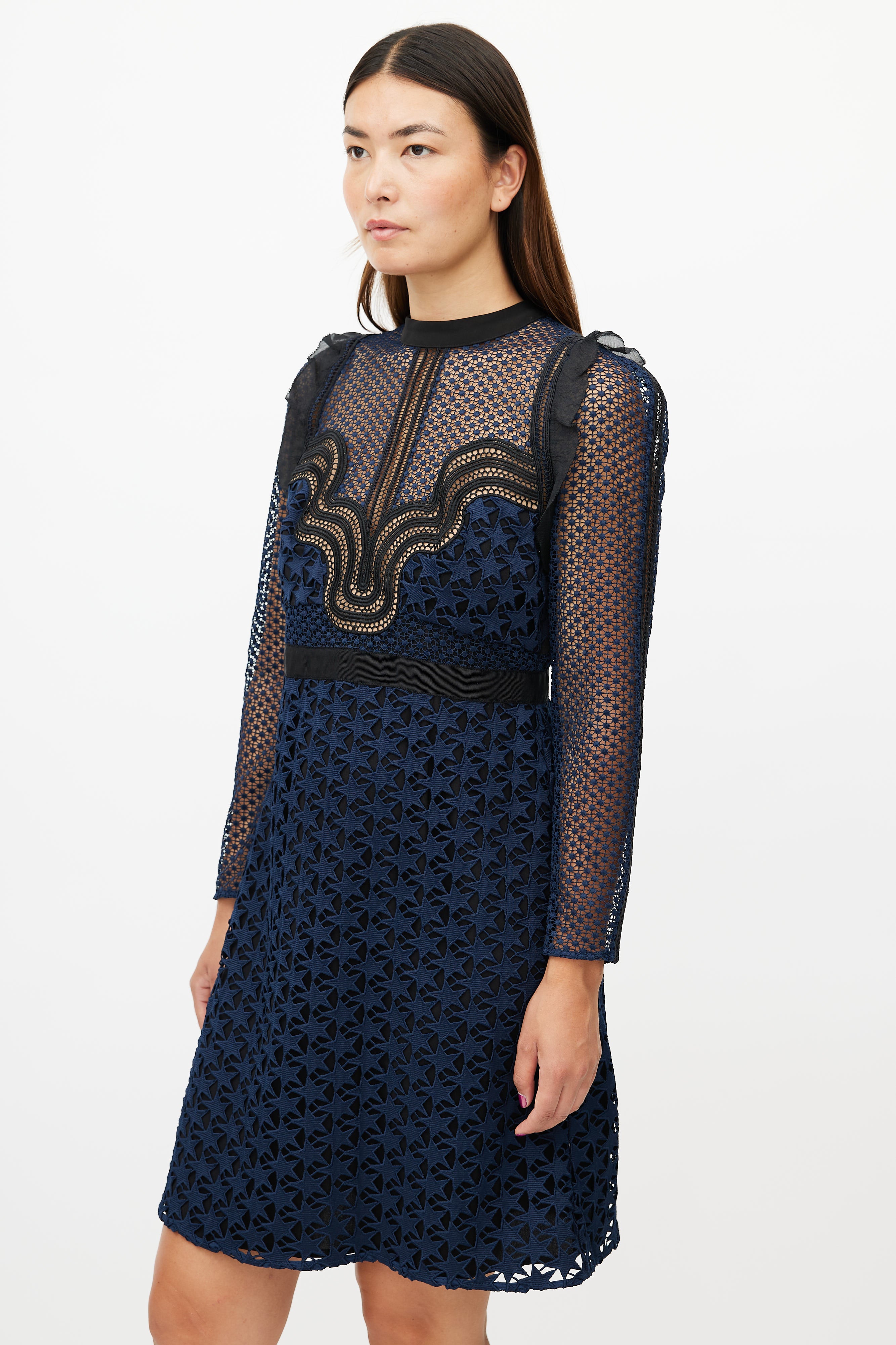 self portrait star lace dress Midi Self Portrait Dresses On Sale Star Embellished Midi Self Portrait Star Tiered Dress Cheap Self