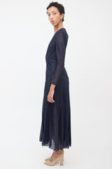 Self-Portrait Navy Twisted Metallic Fil Coupé Maxi Dress