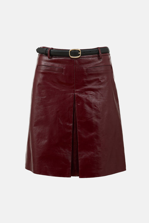 Self-Portrait Patent Leather Belted Skirt