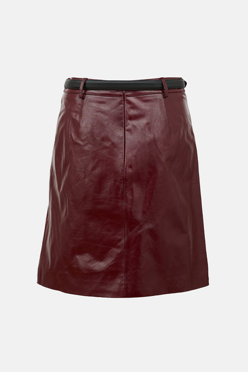 Self-Portrait Patent Leather Belted Skirt