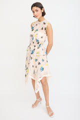 Self-Portrait Pink & Multicolour Floral Sheer Tier Dress
