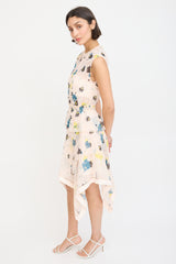Self-Portrait Pink & Multicolour Floral Sheer Tier Dress