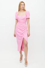 Self-Portrait Pink Iris Ruched Wrap Dress