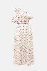 Self-Portrait Polka Dot One Shoulder Dress