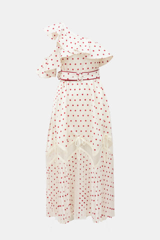 Self-Portrait Polka Dot One Shoulder Dress