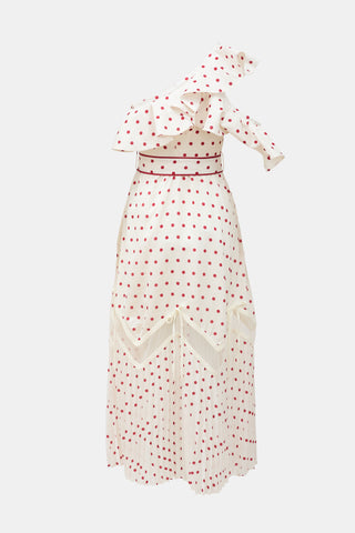 Self-Portrait Polka Dot One Shoulder Dress