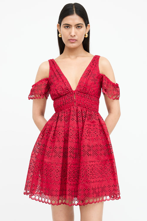 Self-Portrait Smocked Lace Cut Out Dress