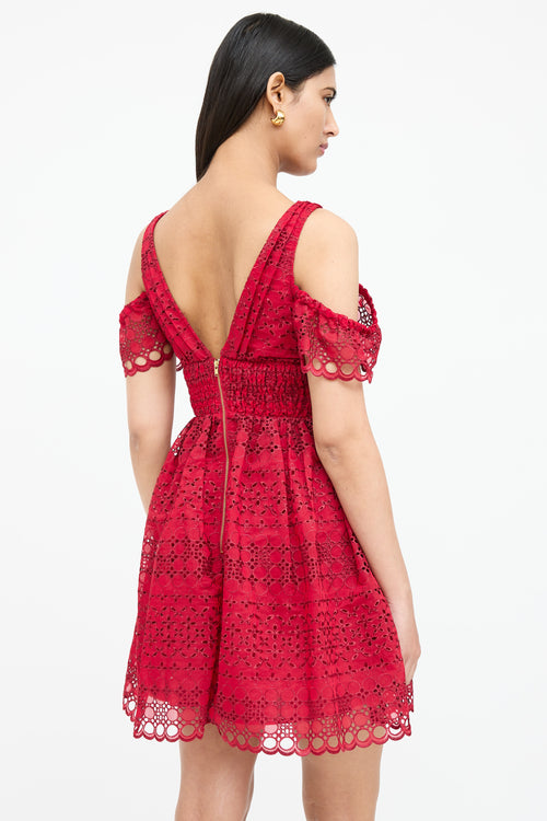 Self-Portrait Smocked Lace Cut Out Dress