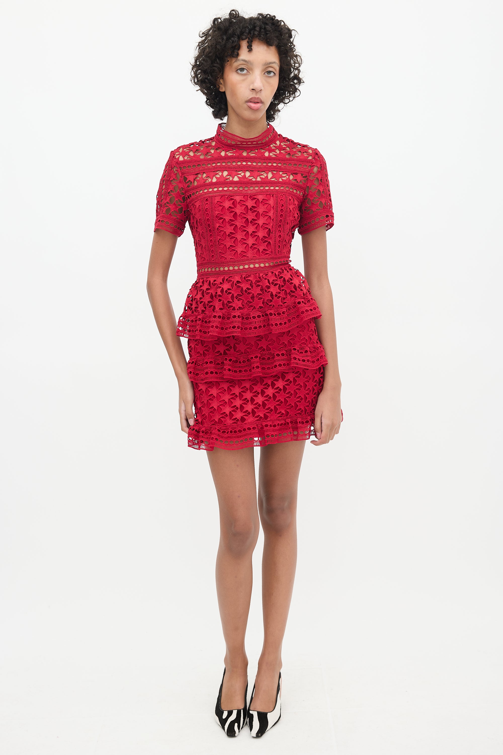 Self-Portrait // Star Lace Ruffled Dress VSP Consignment Self-Portrait // Star Lace Ruffled Dress VSP Consignment