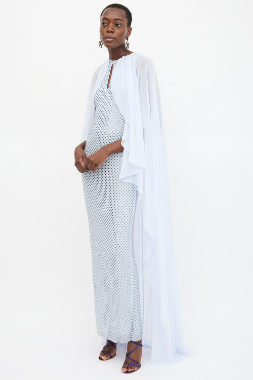 Self-Portrait Rhinestone Capelet Dress