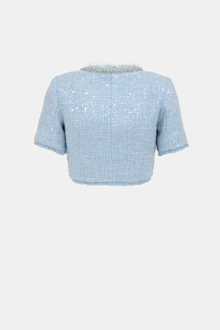 Self-Portrait Sequin Tweed Cropped Blazer
