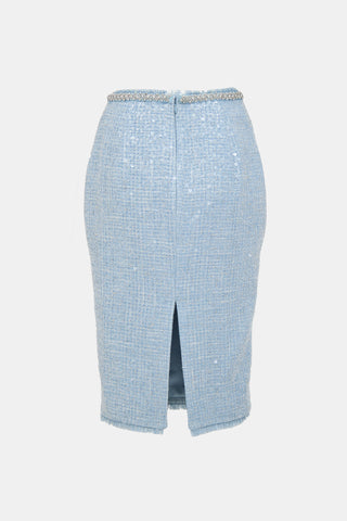 Self-Portrait Sequin Tweed Midi Skirt