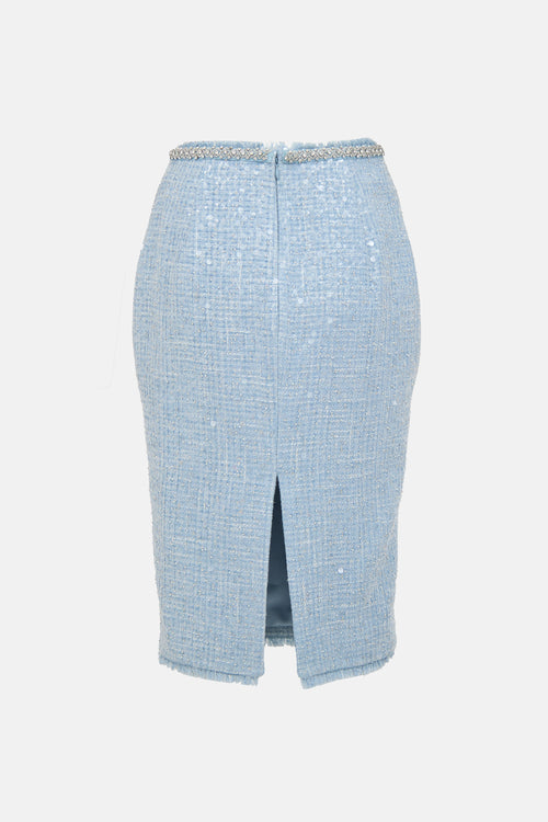 Self-Portrait Sequin Tweed Midi Skirt