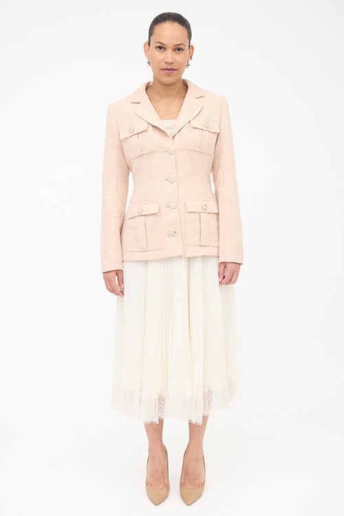 Self-Portrait Sequined Boucle & Chiffon Dress