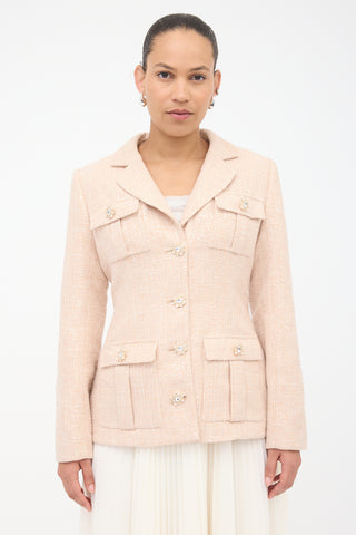 Self-Portrait Sequined Boucle & Chiffon Dress