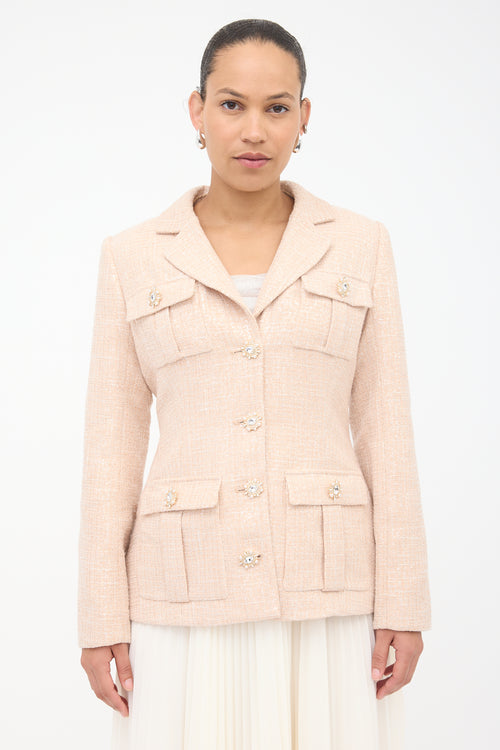 Self-Portrait Sequined Boucle & Chiffon Dress