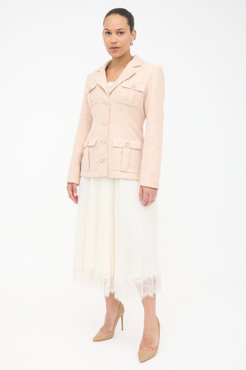 Self-Portrait Sequined Boucle & Chiffon Dress