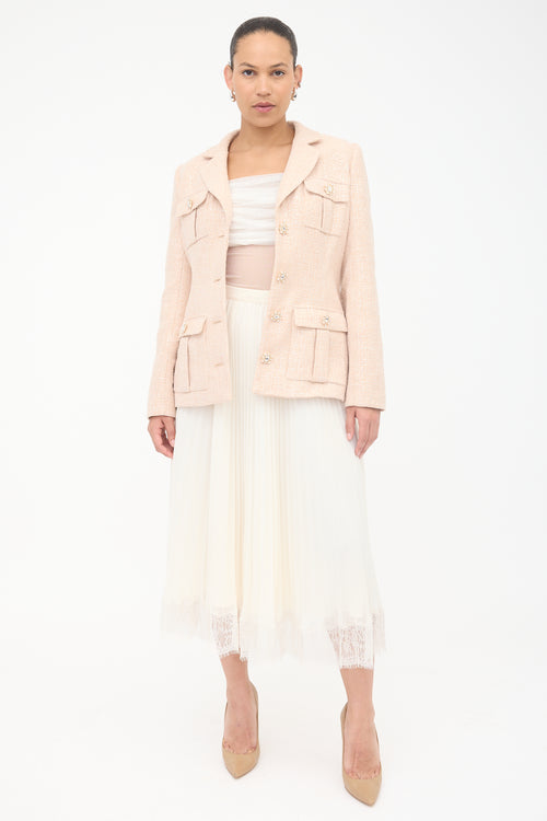 Self-Portrait Sequined Boucle & Chiffon Dress