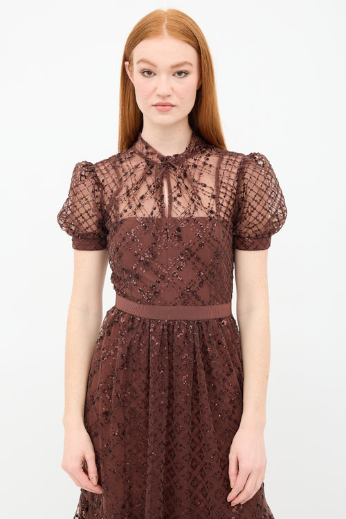 Self-Portrait Tulle Grid Sequin Dress