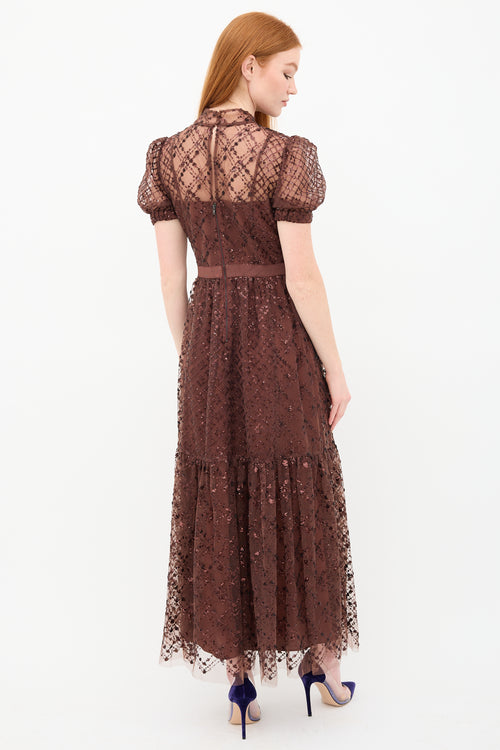 Self-Portrait Tulle Grid Sequin Dress