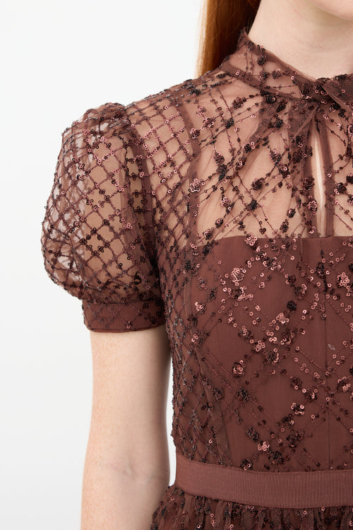 Self-Portrait Tulle Grid Sequin Dress