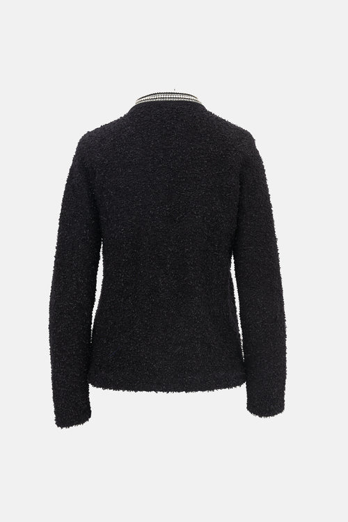 Self-Portrait Tweed Knit Embellished Jacket
