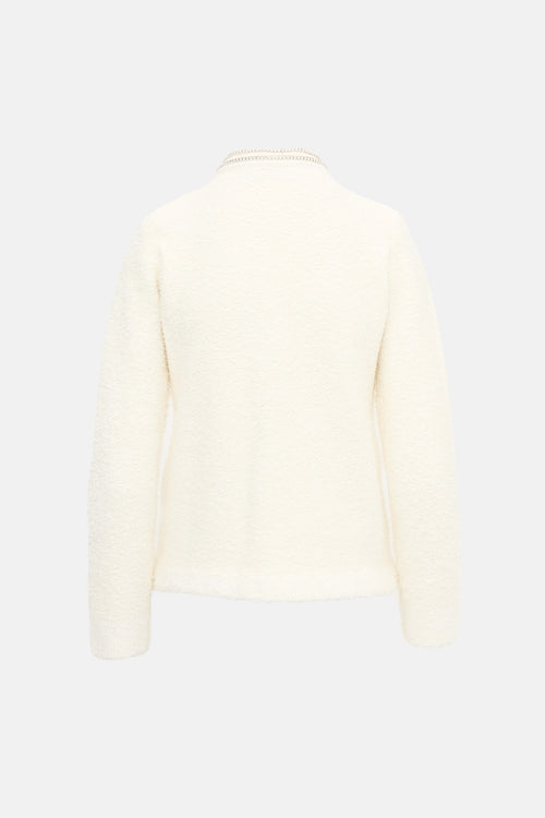 Self-Portrait Tweed Knit Embellished Jacket