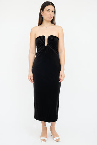 Self-Portrait Velvet Strapless Dress