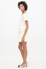 Self-Portrait White Belted Tweed Midi Dress