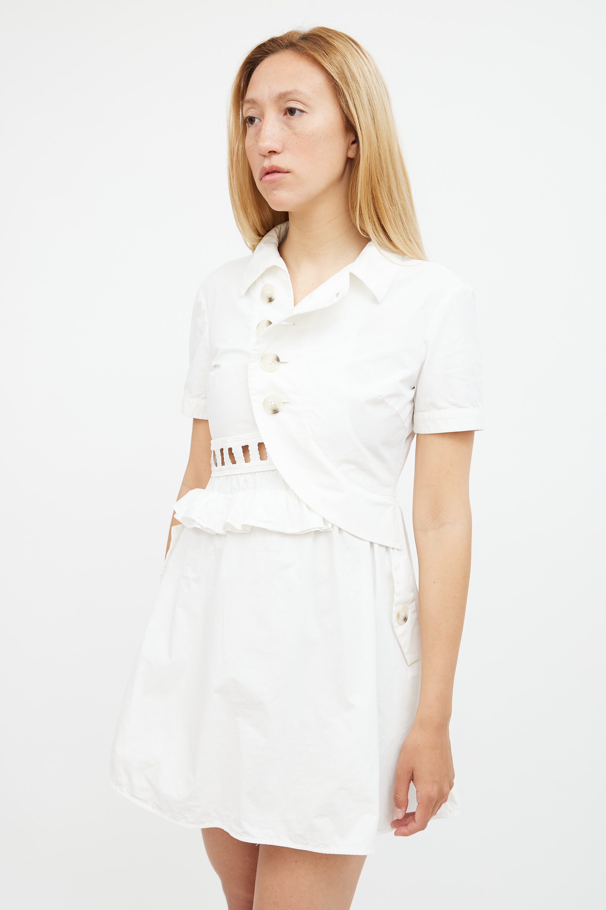 asymmetric mini shirt dress Long-Sleeved Asymmetric Mini Shirt Dress