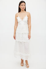 Self-Portrait White Cotton & Lace Ivy Midi Dress