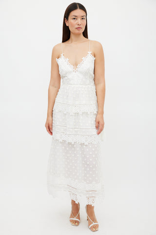 Self-Portrait White Cotton & Lace Ivy Midi Dress