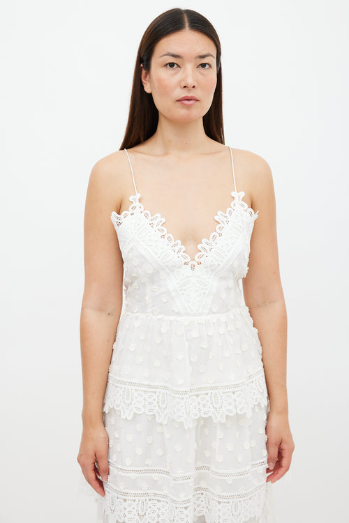 Self-Portrait White Cotton & Lace Ivy Midi Dress