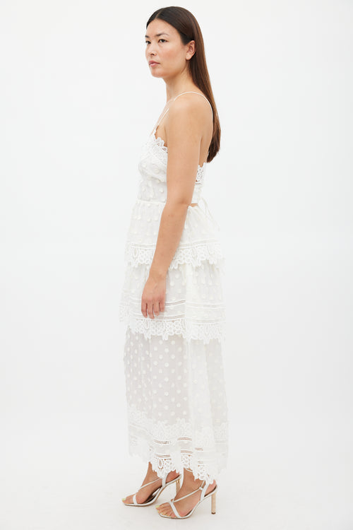 Self-Portrait White Cotton & Lace Ivy Midi Dress
