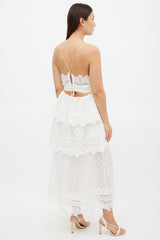 Self-Portrait White Cotton & Lace Ivy Midi Dress