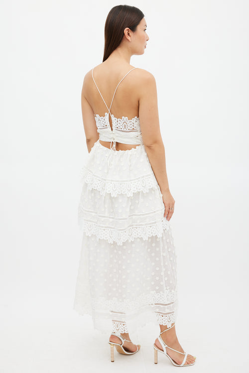 Self-Portrait White Cotton & Lace Ivy Midi Dress